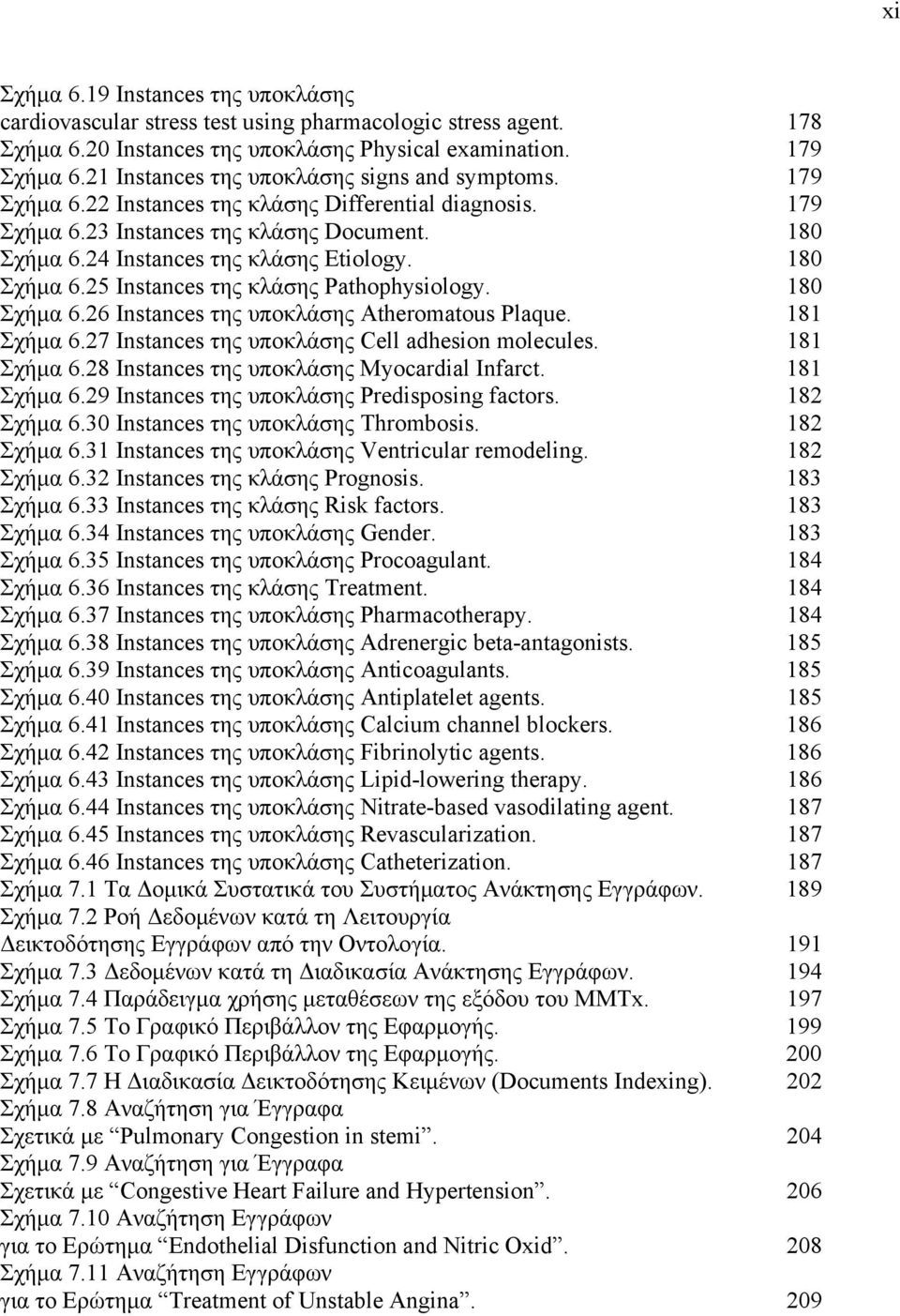 180 Σχήμα 6.25 Instances της κλάσης Pathophysiology. 180 Σχήμα 6.26 Instances της υποκλάσης Atheromatous Plaque. 181 Σχήμα 6.27 Instances της υποκλάσης Cell adhesion molecules. 181 Σχήμα 6.28 Instances της υποκλάσης Myocardial Infarct.