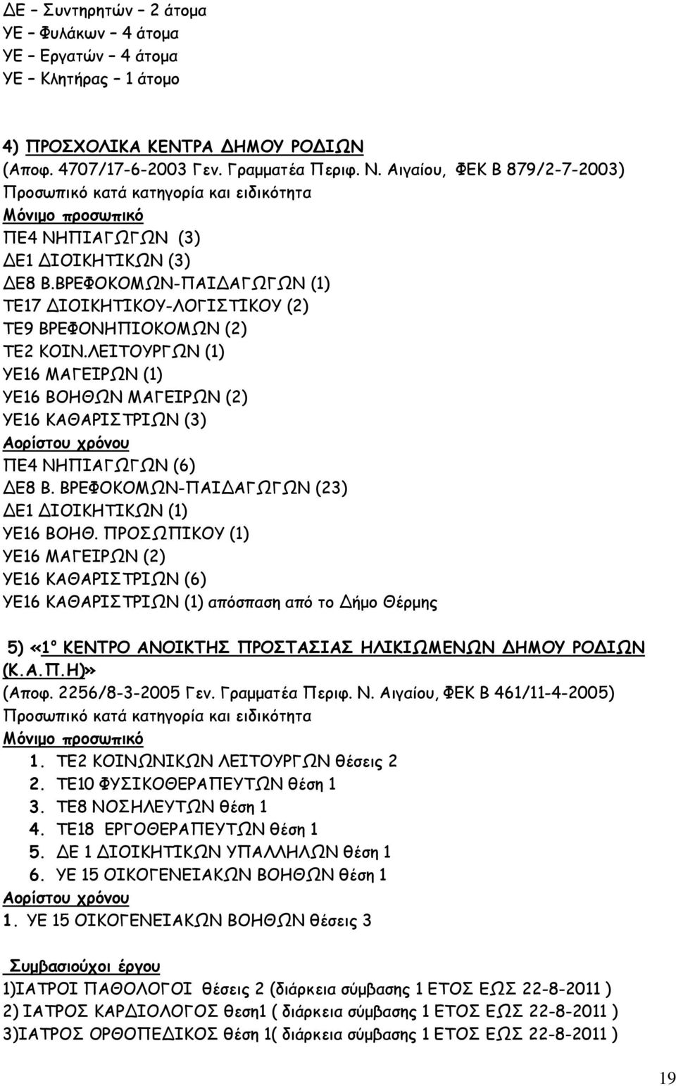 ΒΡΕΦΟΚΟΜΩΝ-ΠΑΙ ΑΓΩΓΩΝ (1) ΤΕ17 ΙΟΙΚΗΤΙΚΟΥ-ΛΟΓΙΣΤΙΚΟΥ (2) ΤΕ9 ΒΡΕΦΟΝΗΠΙΟΚΟΜΩΝ (2) ΤΕ2 ΚΟΙΝ.