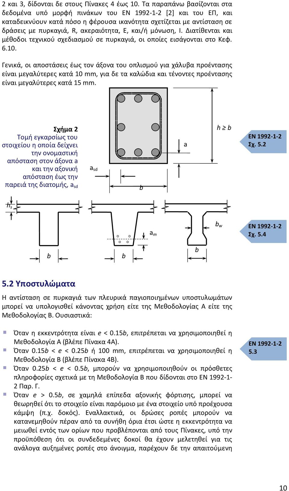 E, και/ή μόνωση, I. Διατίθενται και μέθοδοι τεχνικού σχεδιασμού σε πυρκαγιά, οι οποίες εισάγονται στο Κεφ. 6.10.