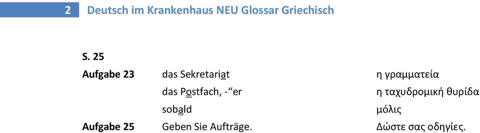 das Postfach, - er η ταχυδρομική θυρίδα sobald