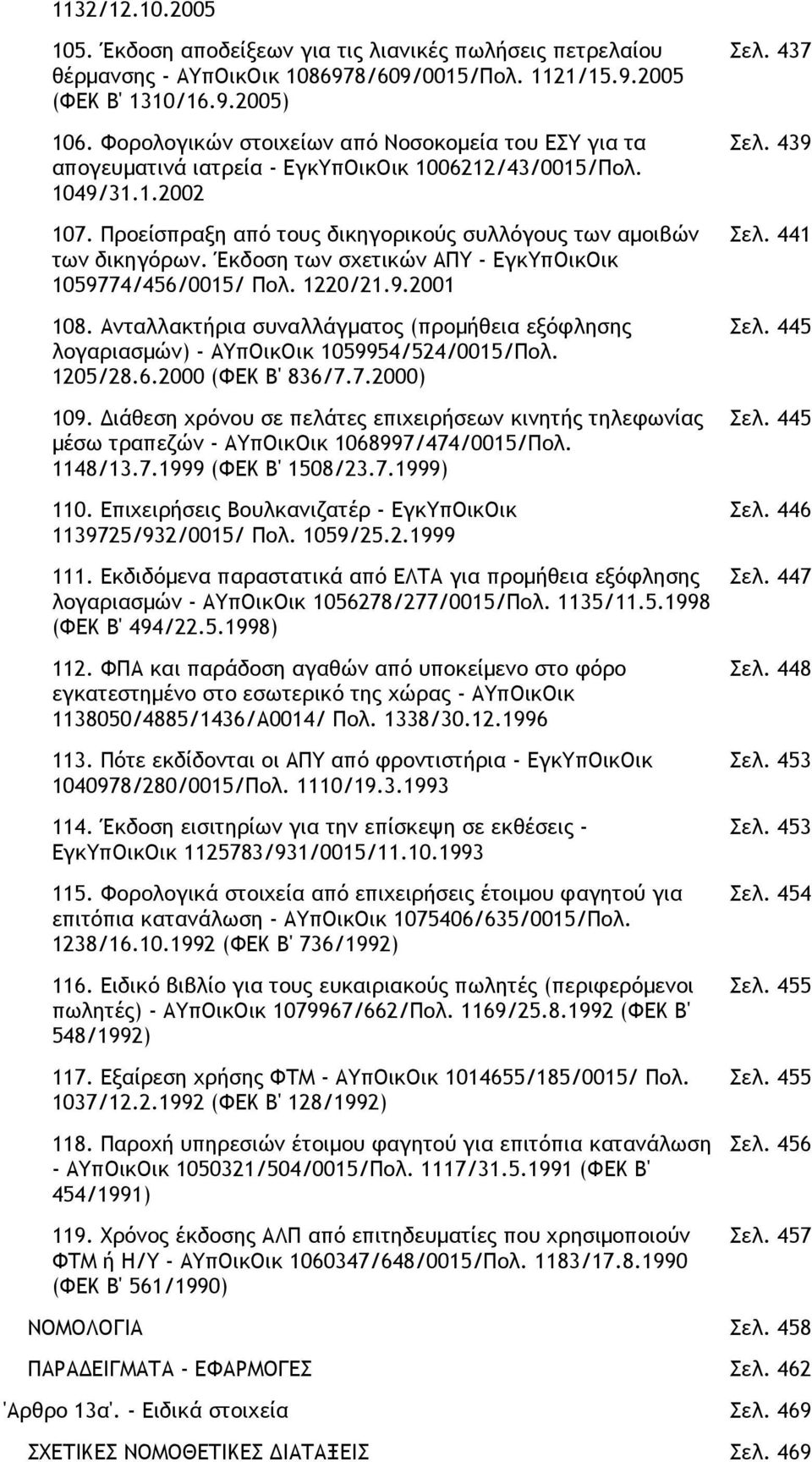 Έκδοση των σχετικών ΑΠΥ - ΕγκΥπΟικΟικ 1059774/456/0015/ Πολ. 1220/21.9.2001 108. Ανταλλακτήρια συναλλάγµατος (προµήθεια εξόφλησης λογαριασµών) - ΑΥπΟικΟικ 1059954/524/0015/Πολ. 1205/28.6.2000 (ΦΕΚ Β' 836/7.