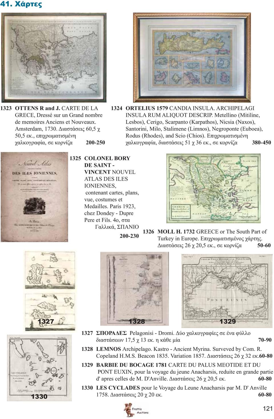 Metellino (Mitiline, Lesbos), Cerigo, Scarpanto (Karpathos), Nicsia (Naxos), Santorini, Milo, Stalimene (Limnos), Negroponte (Euboea), Rodus (Rhodes), and Scio (Chios).