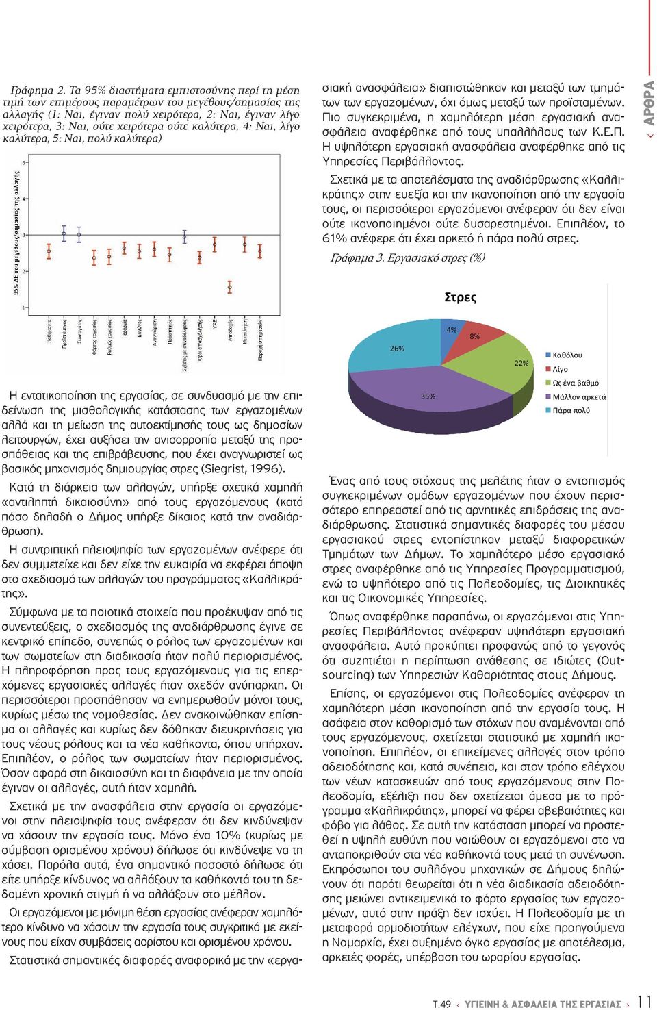 καλύτερα, 4: Ναι, λίγο καλύτερα, 5: Ναι, πολύ καλύτερα) σιακή ανασφάλεια» διαπιστώθηκαν και μεταξύ των τμημάτων των εργαζομένων, όχι όμως μεταξύ των προϊσταμένων.