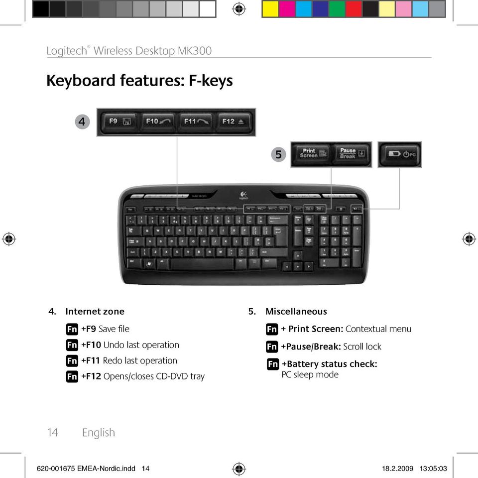 +F12 Opens/closes CD-DVD tray Fn + Print Screen: Contextual menu Fn +Pause/Break: Scroll