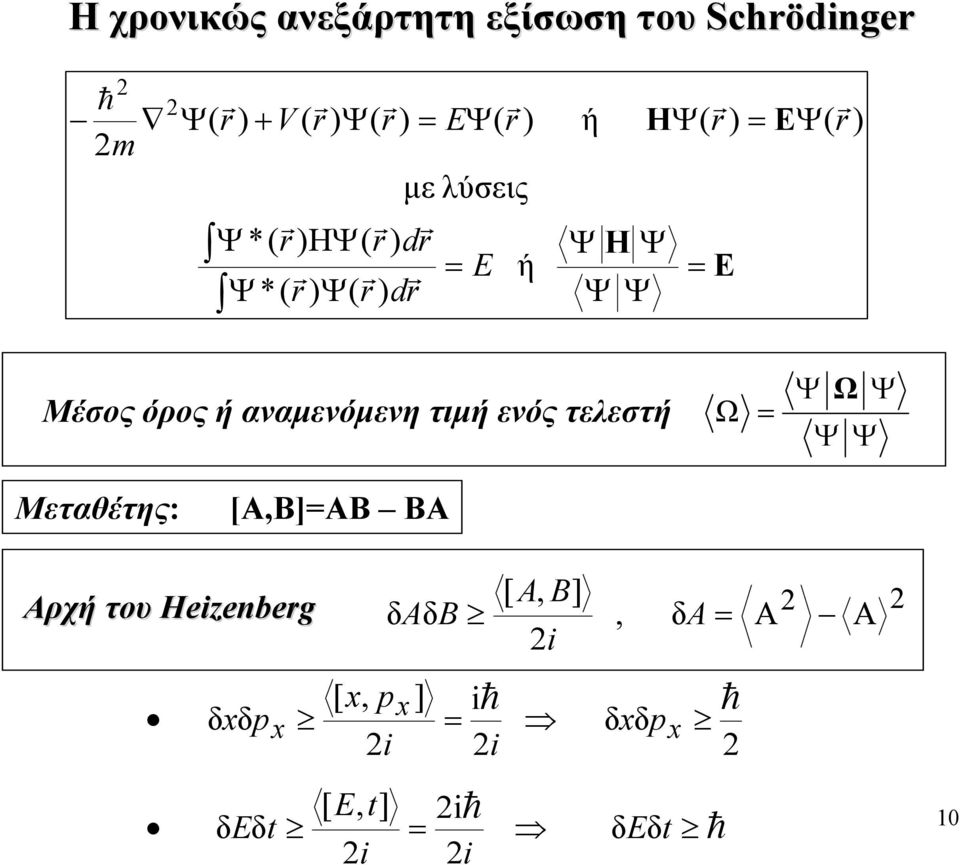 εξίσωση εξίσωση του του Sc Scödg dg Μεταθέτης: [ΑΒ]ΑΒ ΒΑ t t t p p