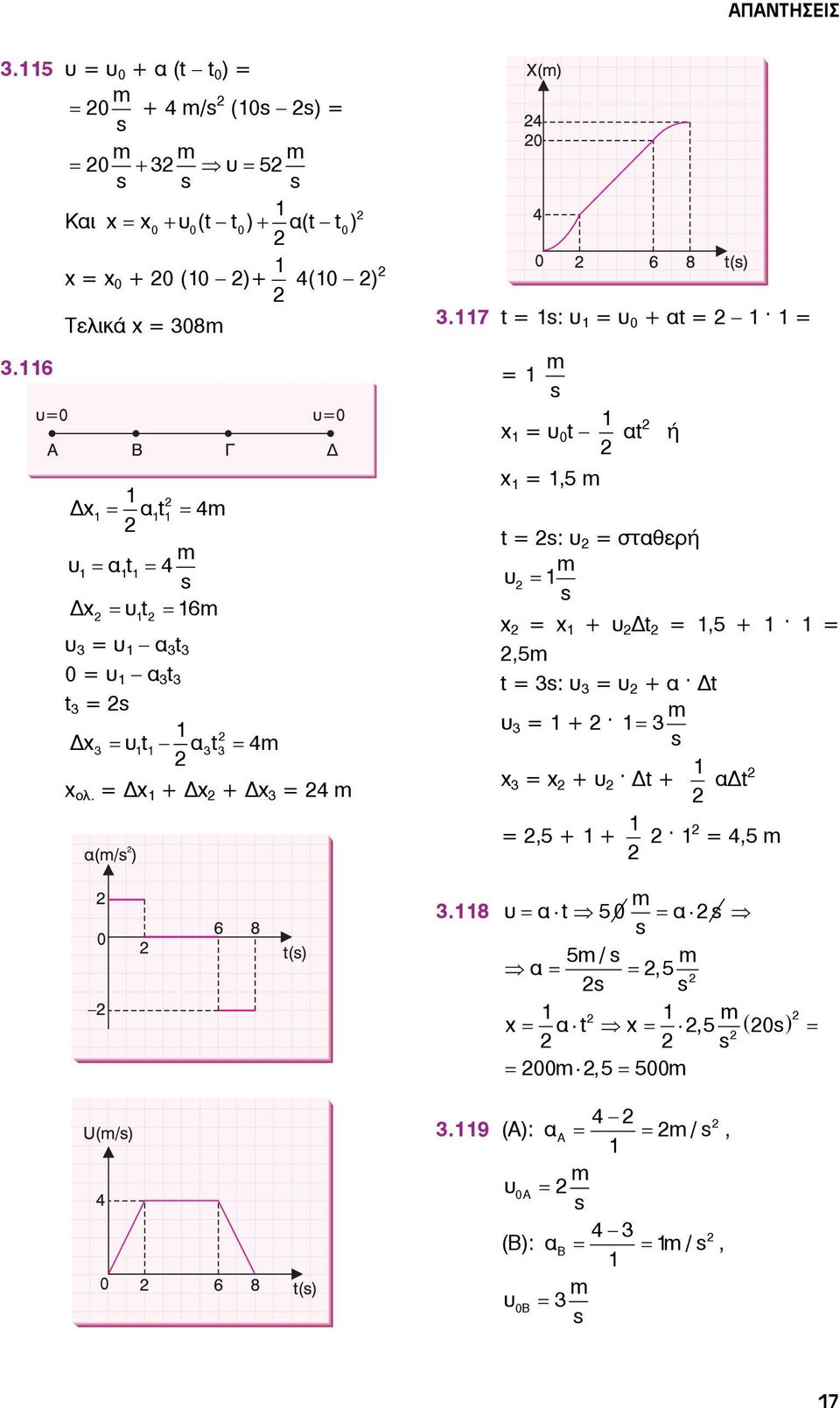 6 = s x = υ 0 t t ή x t 4 υ t 4 s x υ t 6 υ = υ t 0 = υ t t = s x υt t 4 x λ.