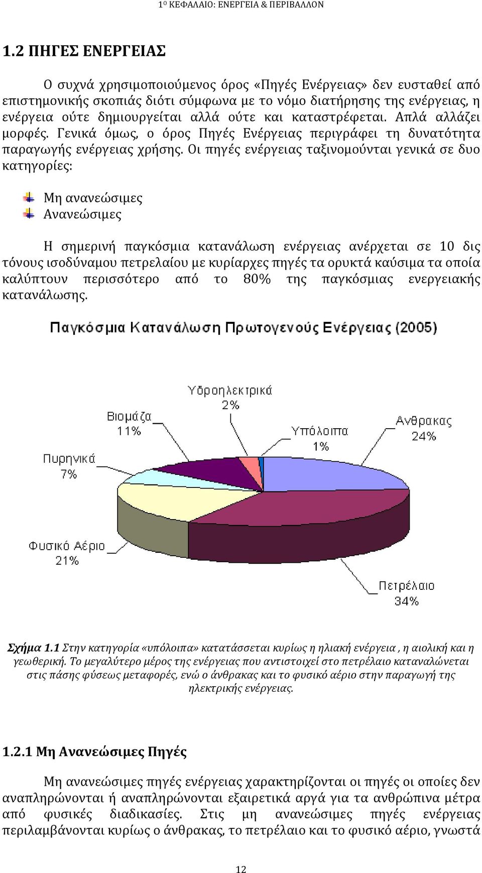 και καταστρέφεται. Απλά αλλάζει μορφές. Γενικά όμως, ο όρος Πηγές Ενέργειας περιγράφει τη δυνατότητα παραγωγής ενέργειας χρήσης.