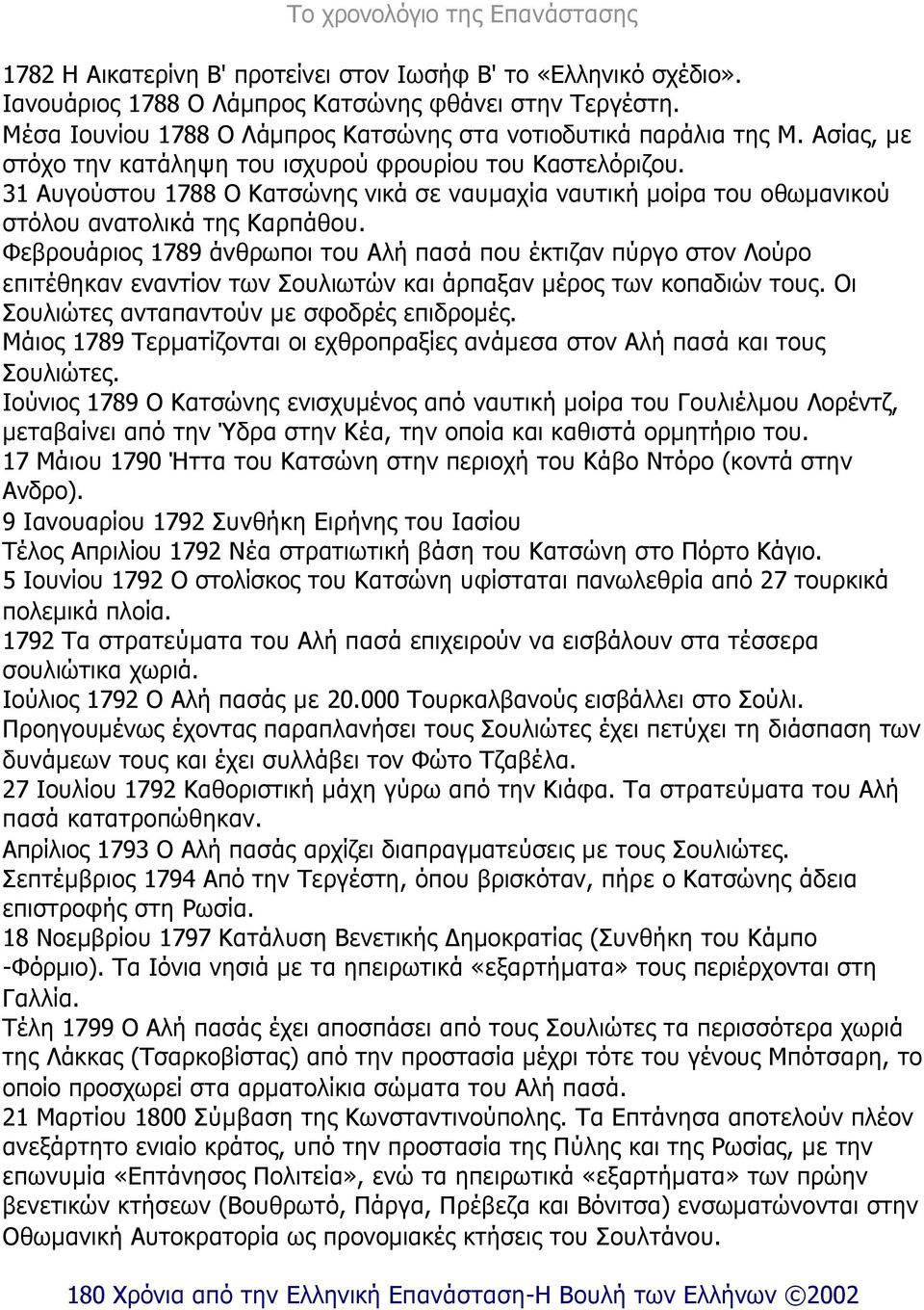 Φεβρουάριος 1789 άνθρωποι του Αλή πασά που έκτιζαν πύργο στον Λούρο επιτέθηκαν εναντίον των Σουλιωτών και άρπαξαν µέρος των κοπαδιών τους. Οι Σουλιώτες ανταπαντούν µε σφοδρές επιδροµές.