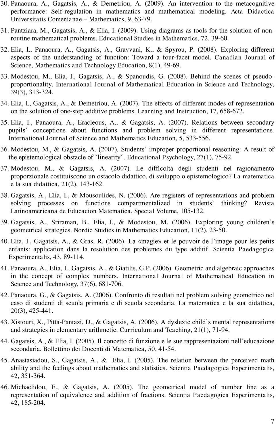 Educational Studies in Mathematics, 72, 39-60. 32. Elia, I., Panaoura, A., Gagatsis, A., Gravvani, K., & Spyrou, P. (2008).