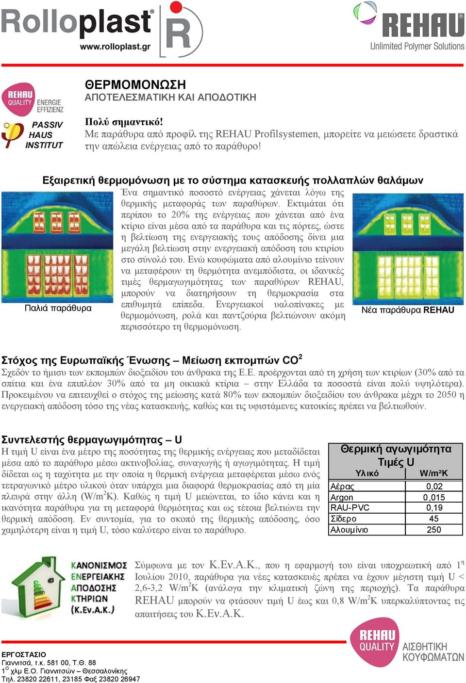 Εκτιμάται ότι περίπου το 20% της ενέργειας που χάνεται από ένα κτίριο είναι μέσα από τα παράθυρα και τις πόρτες, ώστε η βελτίωση της ενεργειακής τους απόδοσης δίνει μια μεγάλη βελτίωση στην