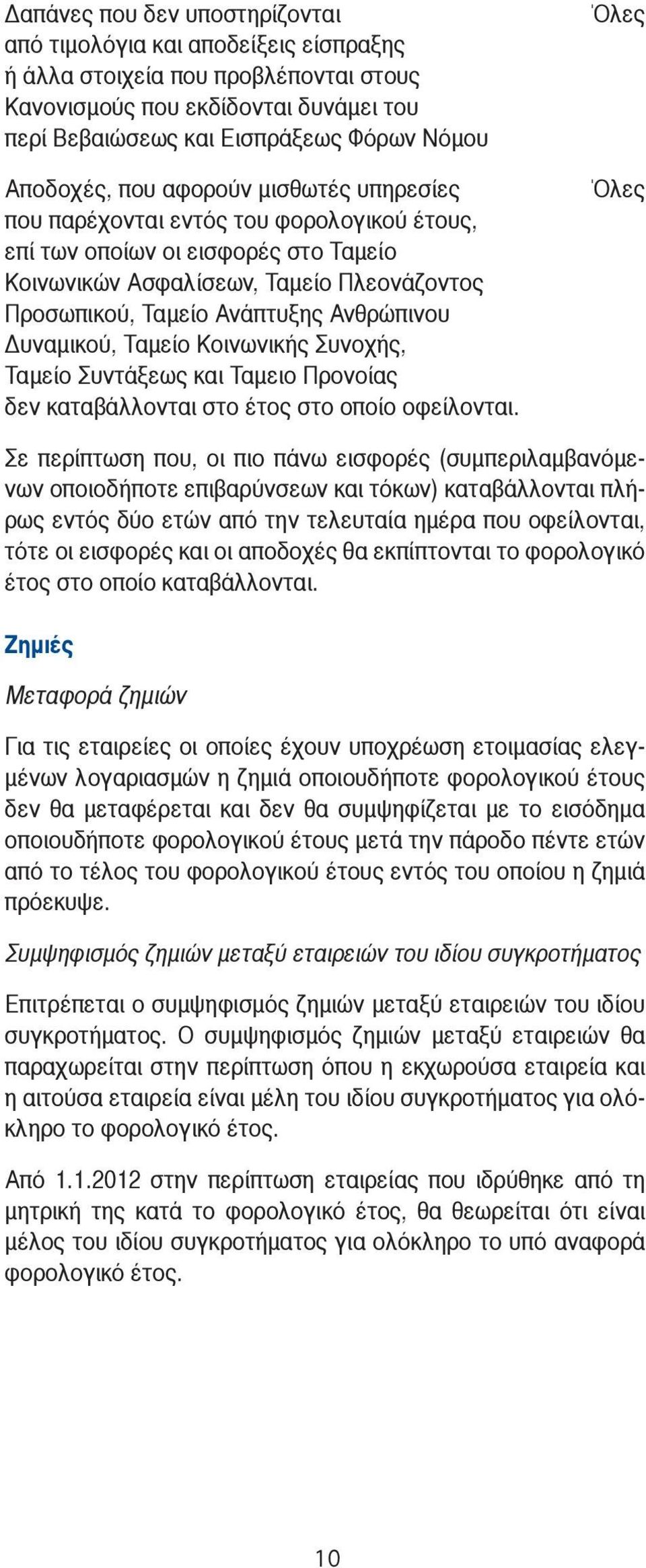 Ανθρώπινου Δυναμικού, Ταμείο Κοινωνικής Συνοχής, Ταμείο Συντάξεως και Ταμειο Προνοίας δεν καταβάλλονται στο έτος στο οποίο οφείλονται.