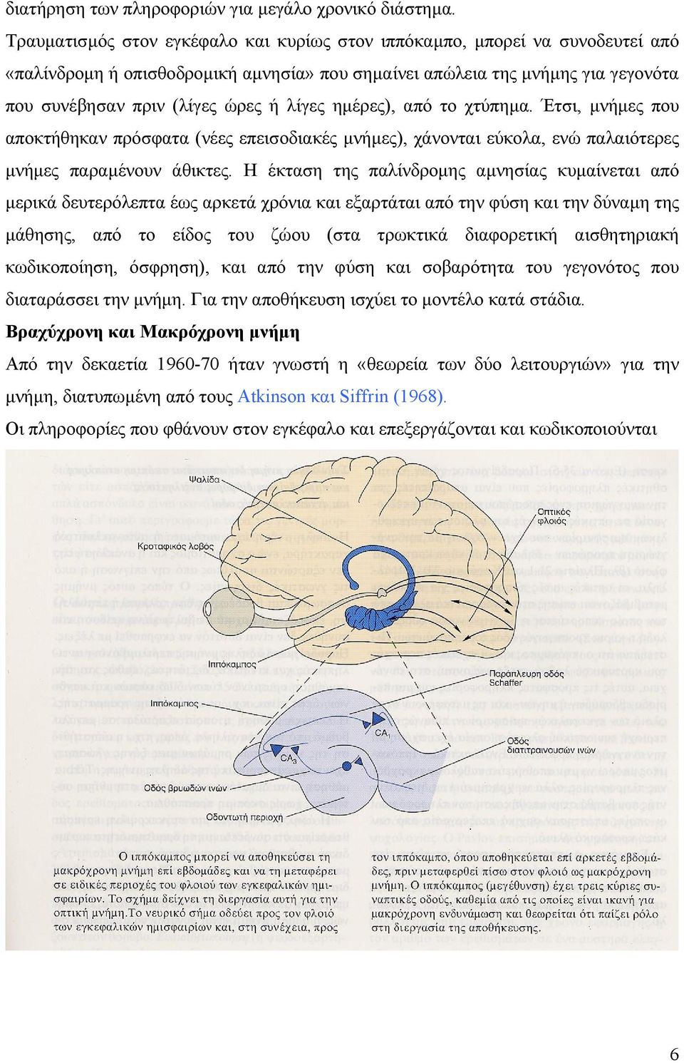 ηµέρες), από το χτύπηµα. Έτσι, µνήµες που αποκτήθηκαν πρόσφατα (νέες επεισοδιακές µνήµες), χάνονται εύκολα, ενώ παλαιότερες µνήµες παραµένουν άθικτες.