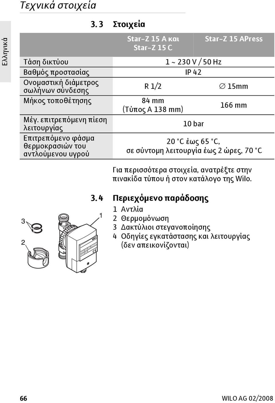 1/2 15mm Μήκος τοποθέτησης 84 mm (Τύπος A 138 mm) 166 mm Μέγ.