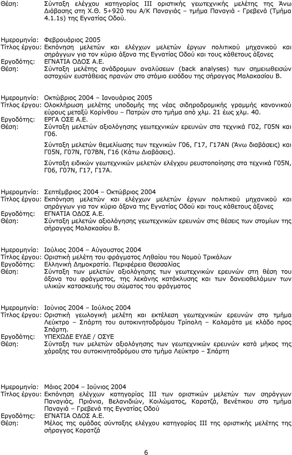 ανάδρομων αναλύσεων (back analyses) των σημειωθεισών αστοχιών ευστάθειας πρανών στο στόμιο εισόδου της σήραγγας Μαλακασίου Β.