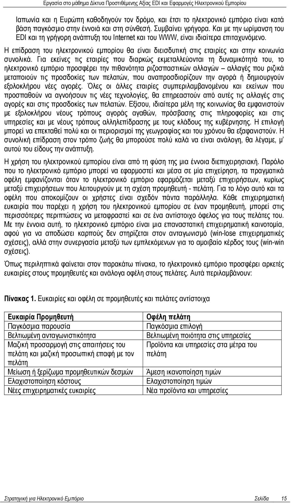 Η επίδραση του ηλεκτρονικού εµπορίου θα είναι διεισδυτική στις εταιρίες και στην κοινωνία συνολικά.