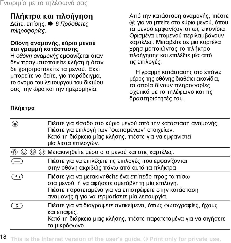 Εκεί µπορείτε να δείτε, για παράδειγµα, το όνοµα του λειτουργού του δικτύου σας, την ώρα και την ηµεροµηνία.