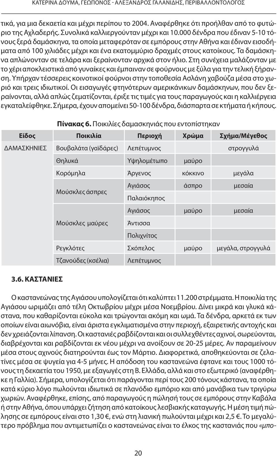 000 δένδρα που έδιναν 5-10 τόνους ξερά δαμάσκηνα, τα οποία μεταφερόταν σε εμπόρους στην Αθήνα και έδιναν εισοδήματα από 100 χιλιάδες μέχρι και ένα εκατομμύριο δραχμές στους κατοίκους.