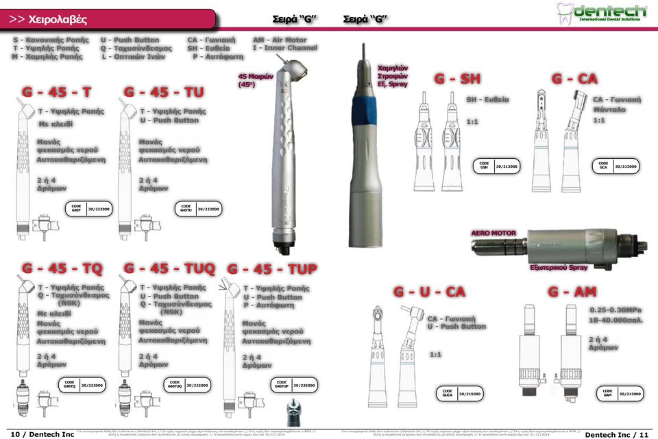 Spray G - SH SH - Ευθεία 1:1 G - CA Μάνταλο 1:1 Μονός Μονός GSH 30/213000 GCA 30/213000 G45T 30/222000 G45TU 30/222000 AERO MOTOR G - 45 - TQ G - 45 - TUQ G - 45 - TUP