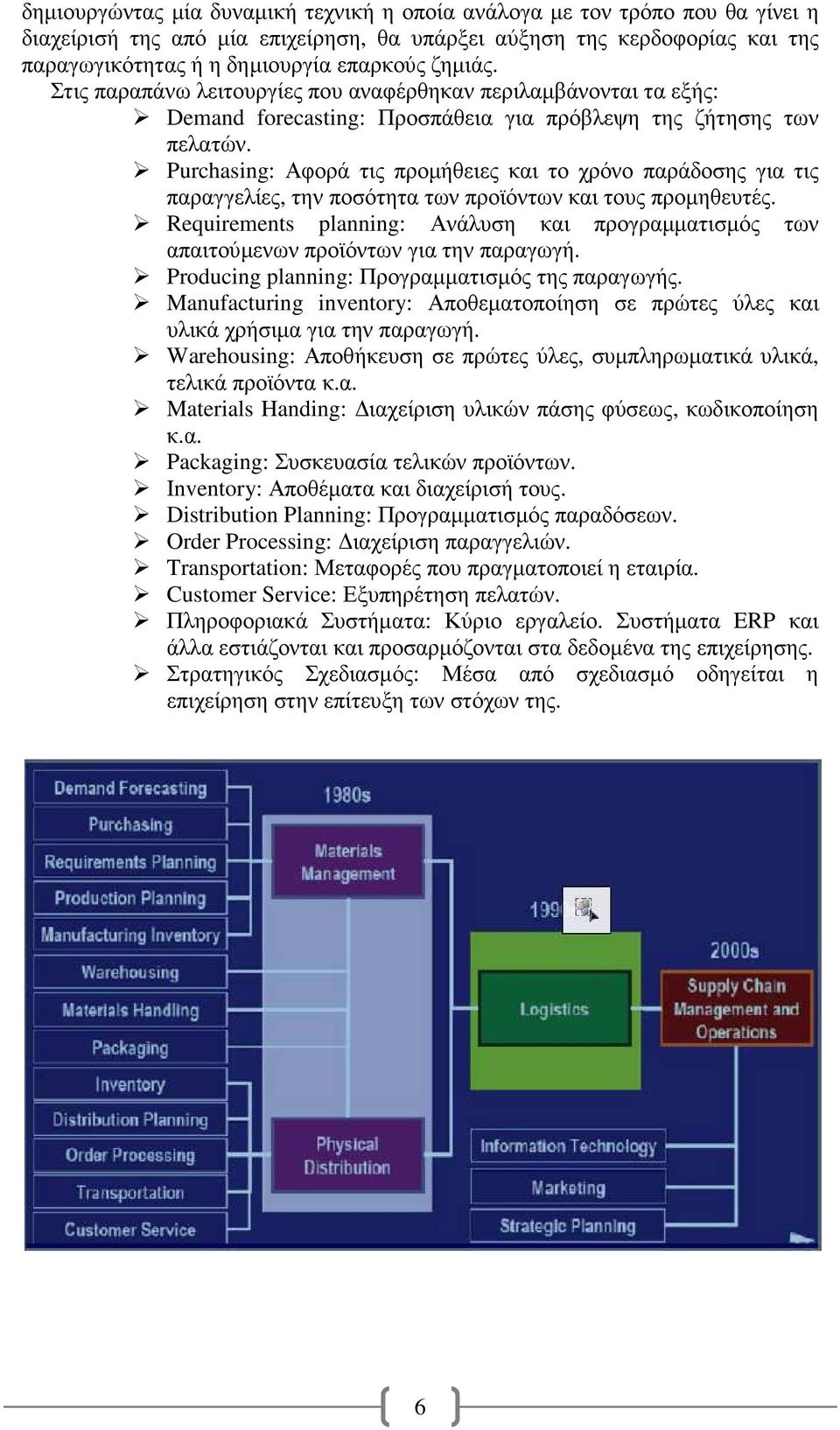 Purchasing: Αφορά τις προµήθειες και το χρόνο παράδοσης για τις παραγγελίες, την ποσότητα των προϊόντων και τους προµηθευτές.