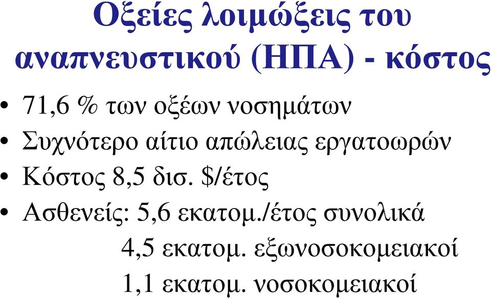 Κόστος 8,5 δισ. $/έτος Ασθενείς: 5,6 εκατομ.