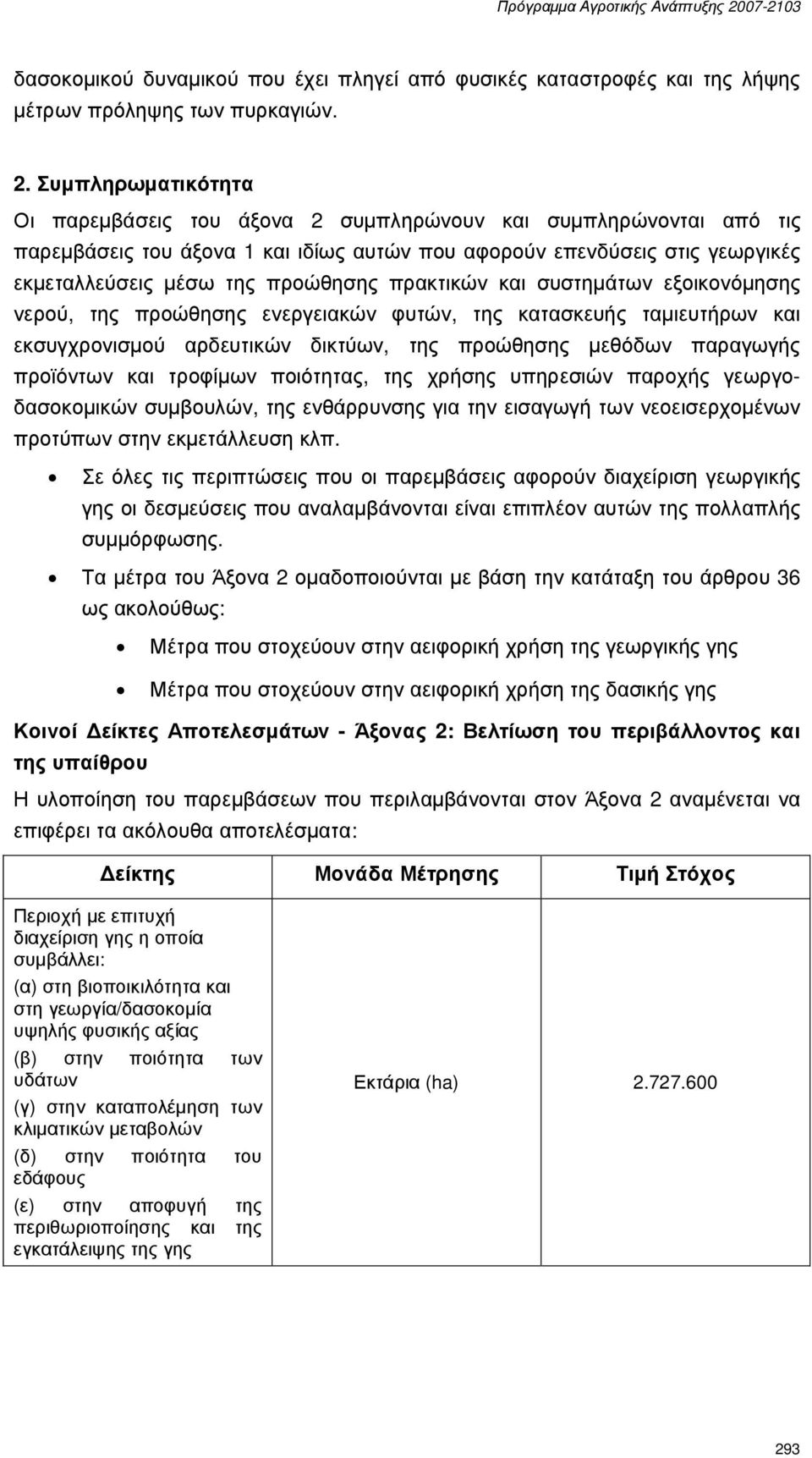 πρακτικών και συστηµάτων εξοικονόµησης νερού, της προώθησης ενεργειακών φυτών, της κατασκευής ταµιευτήρων και εκσυγχρονισµού αρδευτικών δικτύων, της προώθησης µεθόδων παραγωγής προϊόντων και τροφίµων