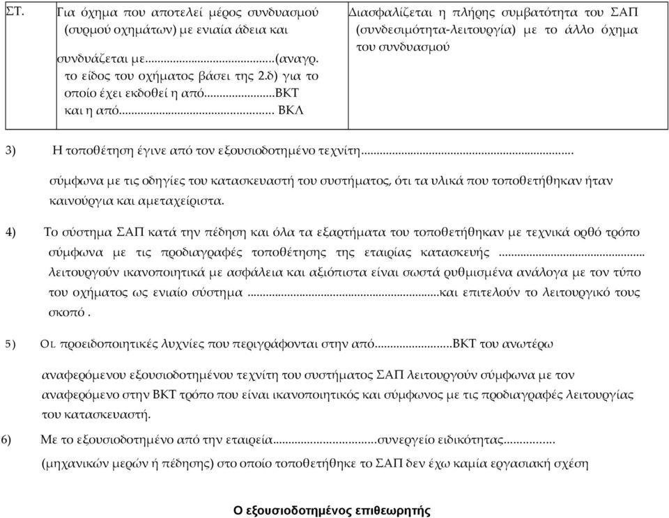 .. σύμφωνα με τις οδηγίες του κατασκευαστή του συστήματος, ότι τα υλικά που τοποθετήθηκαν ήταν καινούργια και αμεταχείριστα.