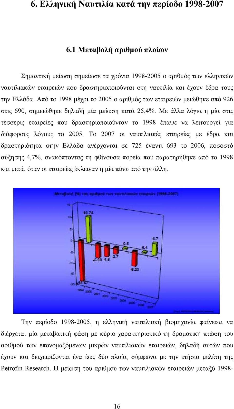 Από το 1998 μέχρι το 2005 ο αριθμός των εταιρειών μειώθηκε από 926 στις 690, σημειώθηκε δηλαδή μία μείωση κατά 25,4%.