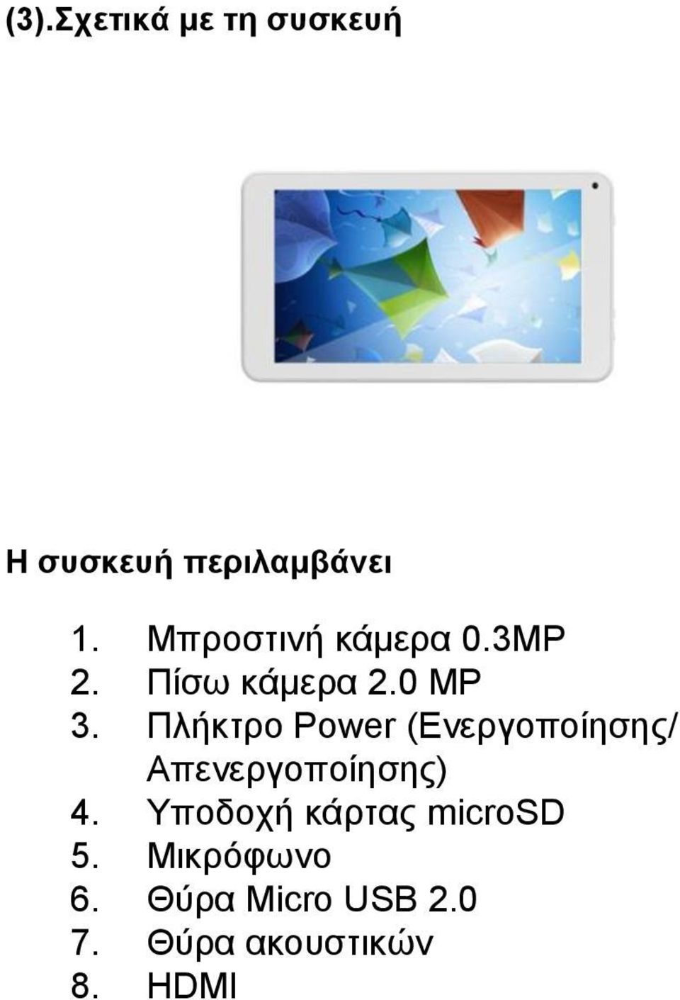 Πλήκτρο Power (Ενεργοποίησης/ Απενεργοποίησης) 4.