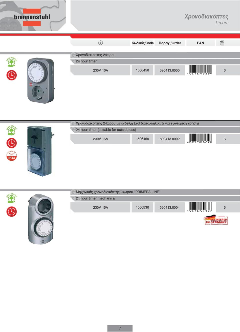 hour tmer (sutable for outsde use) 230V 16Α 1506460 590413.