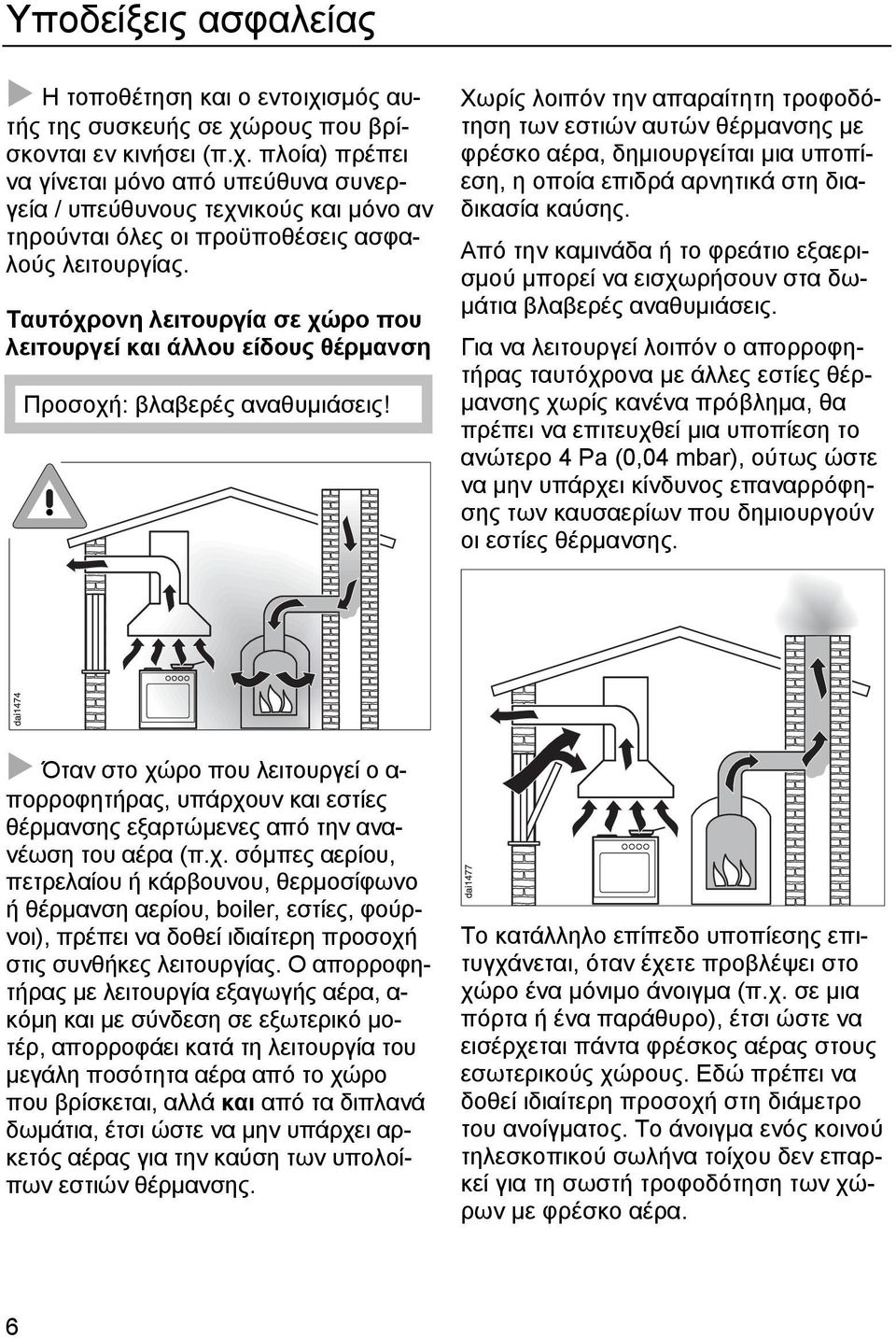 Χωρίς λοιπόν την απαραίτητη τροφοδότηση των εστιών αυτών θέρµανσης µε φρέσκο αέρα, δηµιουργείται µια υποπίεση, η οποία επιδρά αρνητικά στη διαδικασία καύσης.