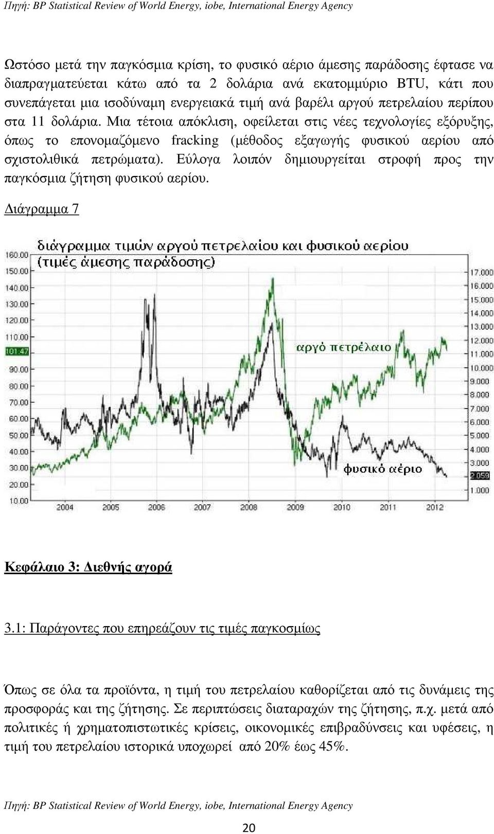 Μια τέτοια απόκλιση, οφείλεται στις νέες τεχνολογίες εξόρυξης, όπως το επονοµαζόµενο fracking (µέθοδος εξαγωγής φυσικού αερίου από σχιστολιθικά πετρώµατα).