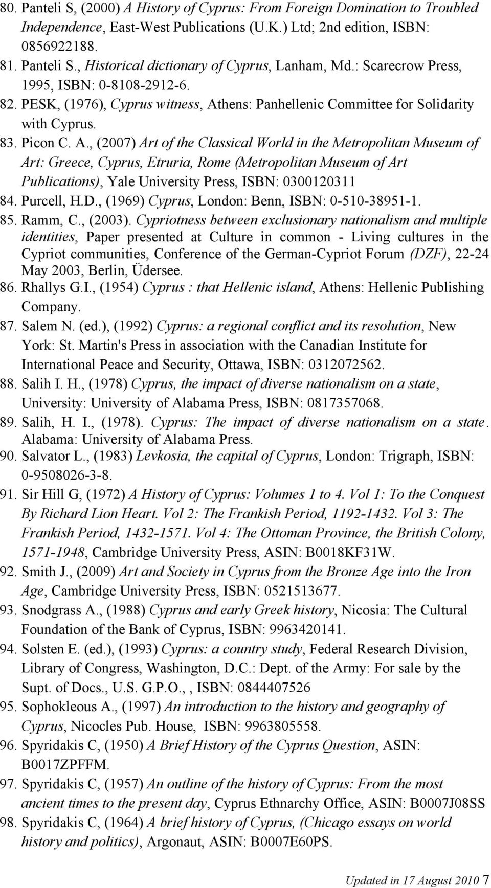 hens: Panhellenic Committee for Solidarity with Cyprus. 83. Picon C. A.