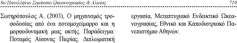 μορφοδυναμική μιας ακτής. Παράδειγμα: Ποταμός Αίσονας Πιερίας.