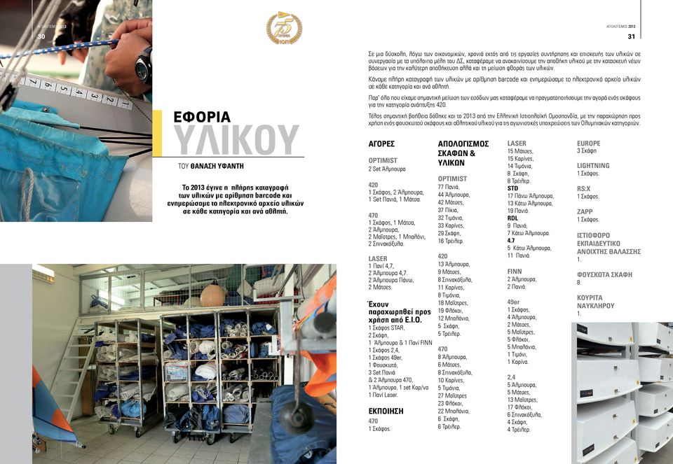 κατασκευή νέων βάσεων για την καλύτερη αποθήκευση αλλά και τη μείωση φθοράς των υλικών.