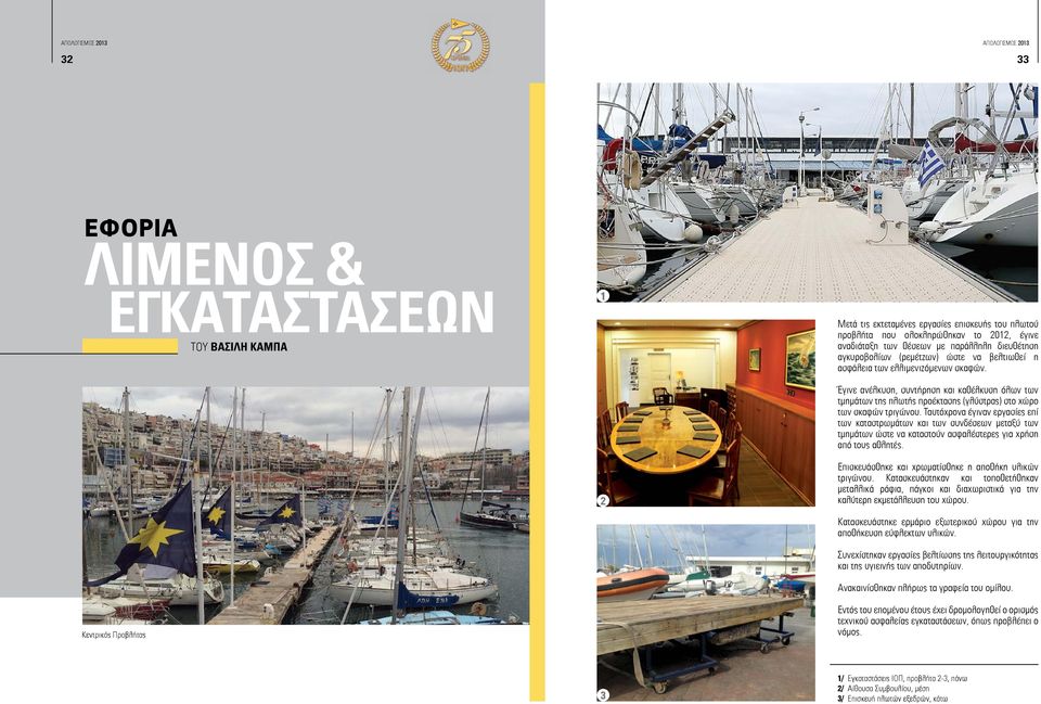 Έγινε ανέλκυση, συντήρηση και καθέλκυση όλων των τμημάτων της πλωτής προέκτασης (γλύστρας) στο χώρο των σκαφών τριγώνου.