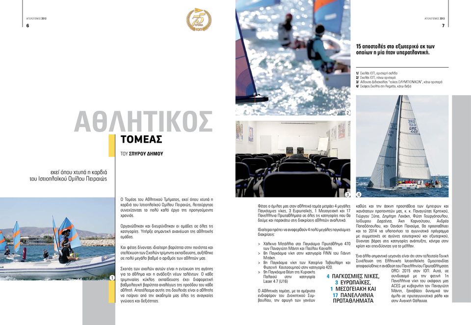 όπου χτυπά η καρδιά του Ιστιοπλοϊκού Οµίλου Πειραιώς 1 Ο Τομέας του Αθλητικού Τµήµατος, εκεί όπου χτυπά η καρδιά του Ιστιοπλοϊκού Ομίλου Πειραιώς, λειτούργησε συνεχίζοντας το πολύ καλό έργο της