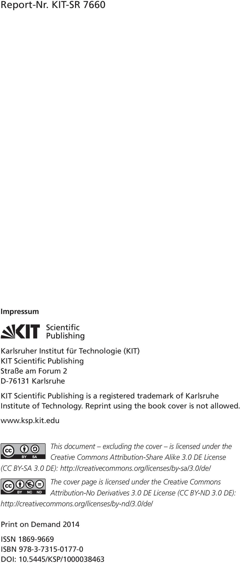 of Karlsruhe Institute of Technology. Reprint using the book cover is not allowed. www.ksp.kit.