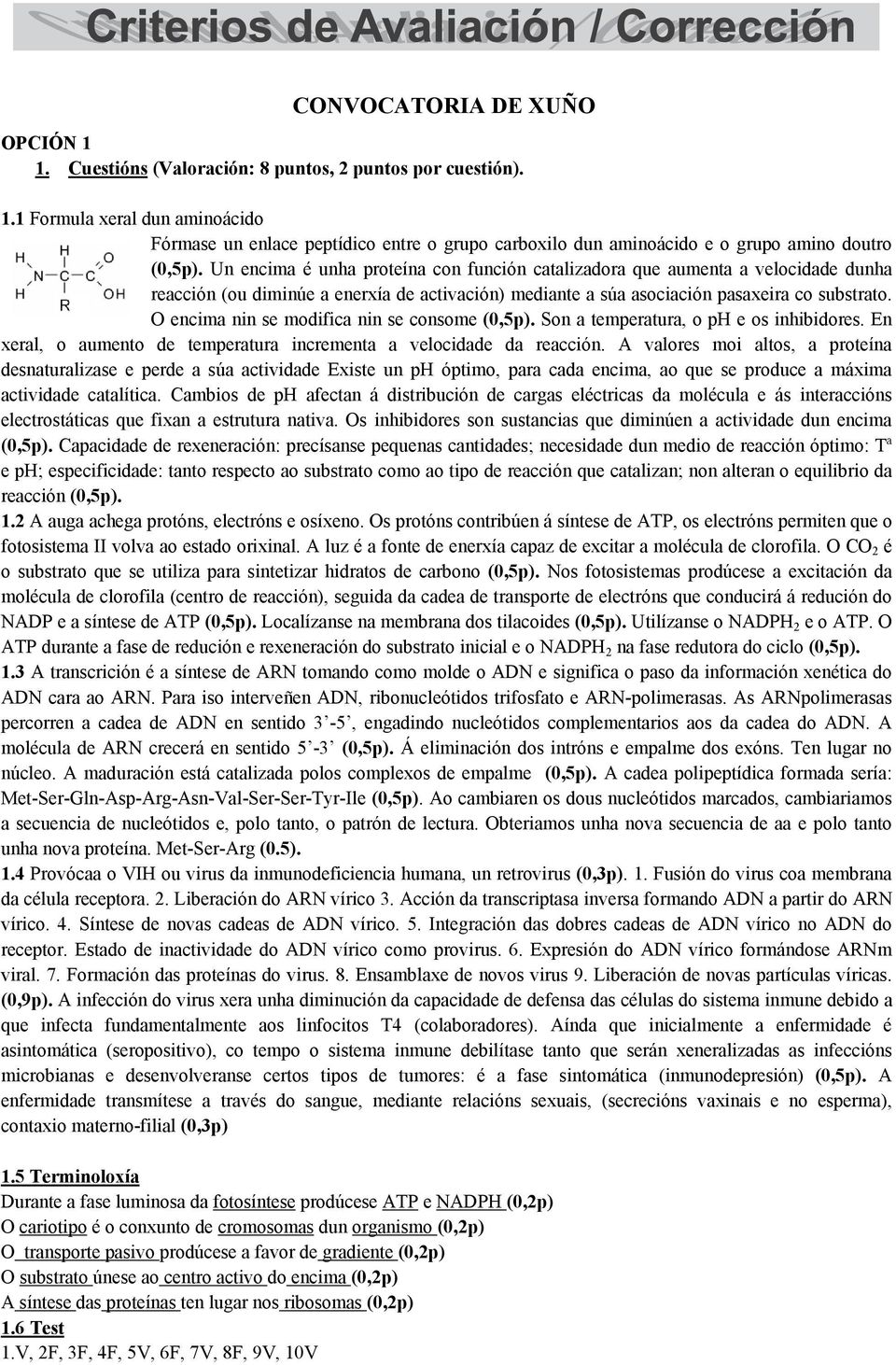 O encima nin se modifica nin se consome (0,5p). Son a temperatura, o ph e os inhibidores. En xeral, o aumento de temperatura incrementa a velocidade da reacción.