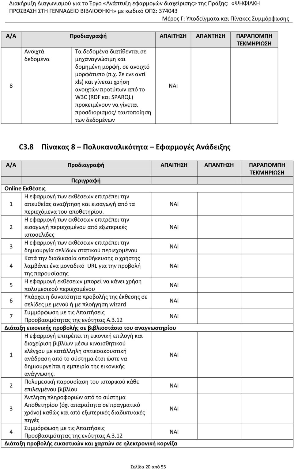 8 Πί 8 Π φ έ Α ξ Α/Α Π φ ΑΠΑΙΤΗΣΗ ΑΠΑΝΤΗΣΗ ΠΑΡΑΠΟ ΠΗ Τ Κ ΗΡΙΩΣΗ Π φ Online θέ 1 Η εφαρμογή των εκθέσεων επιτρέπει την απευθείας αναζήτηση και εισαγωγή από τα περιεχόμενα του αποθετηρίου.