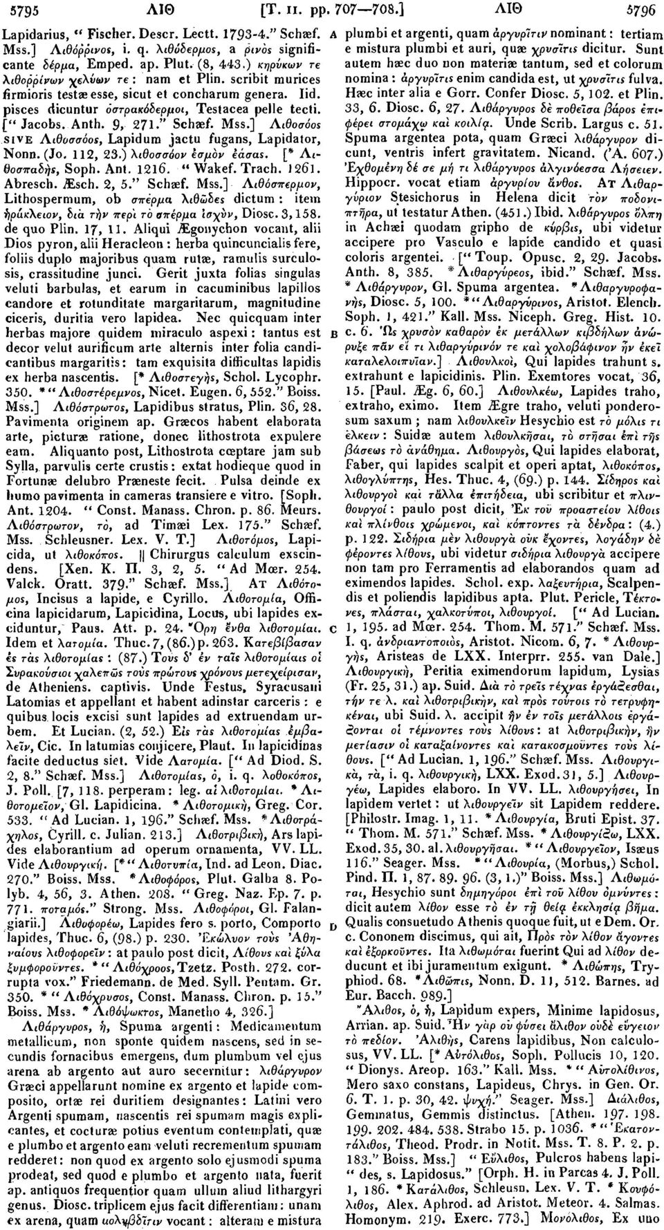 " Schaef. Mss.] Αιθοσόοε SIVE Λιθοσσόοί, Lapidum jactu fugans, Lapidator, Nonn. (Jo. 112, 23.) λιθοσσόον έσμόν iaaas. [* Λιθοσπαδήί, Soph. Ant. 1216. " Wakef. Trach. 1261. Abresch. iesch. 2, 5.