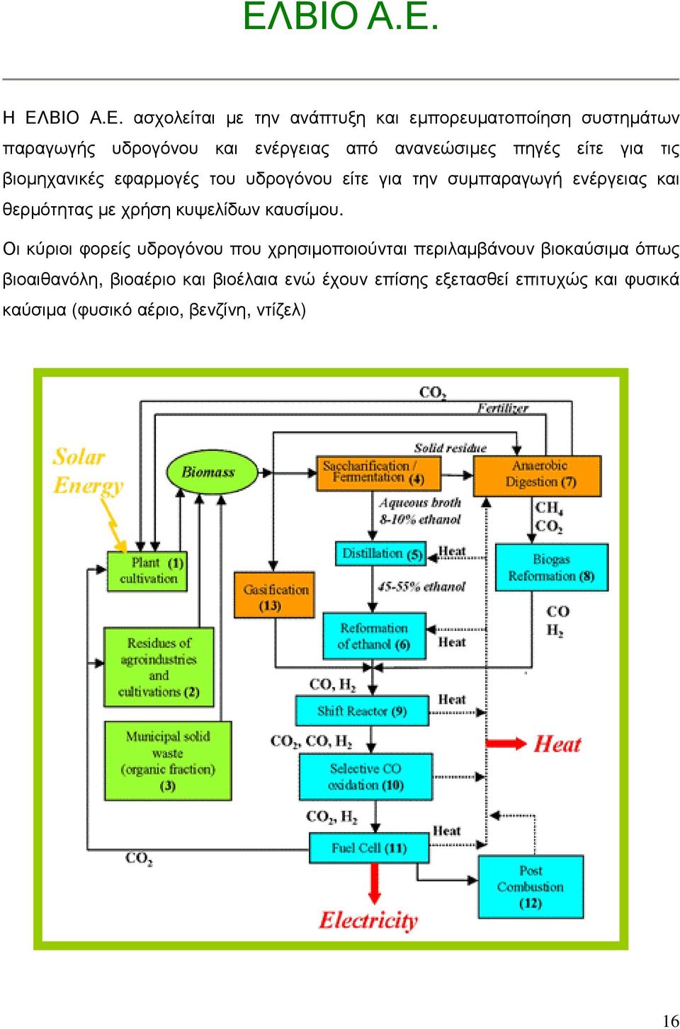 Η ΕΛ ασχολείται µε την ανάπτυξη και εµπορευµατοποίηση συστηµάτων παραγωγής υδρογόνου και ενέργειας από ανανεώσιµες πηγές