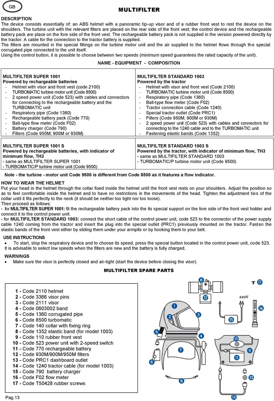 The rechargeable battery pack is not supplied in the version powered directly by the tractor. A cable for the connection to the tractor battery is supplied.