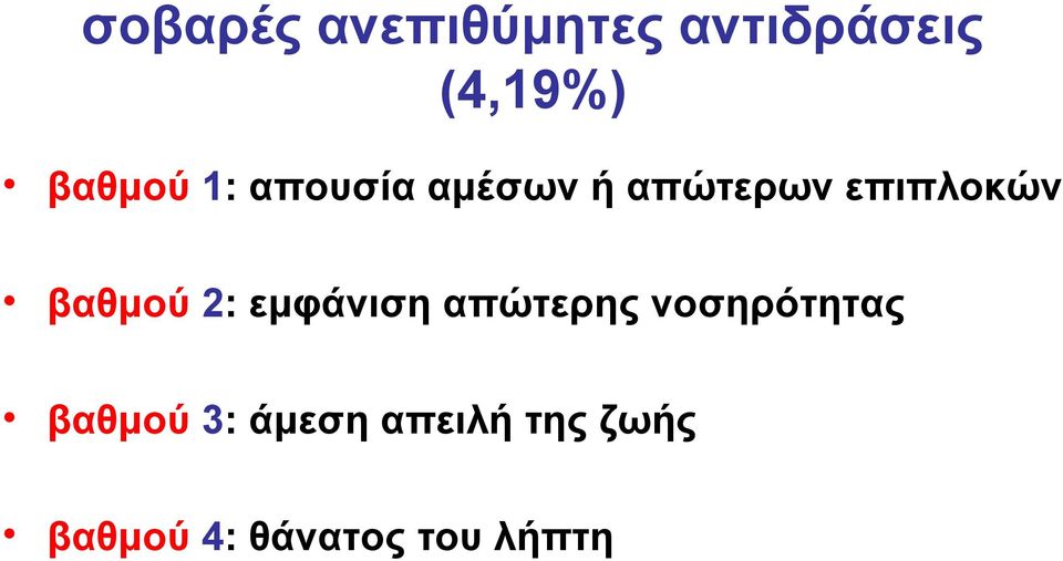 βαθμού 2: εμφάνιση απώτερης νοσηρότητας βαθμού