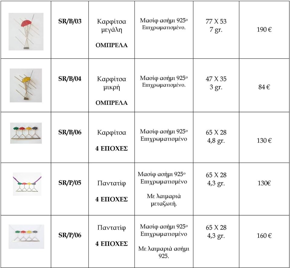 84 SR/B/06 4 ΕΠΟΧΕΣ Επιχρωματισμένο 65 Χ 28 4,8 gr.