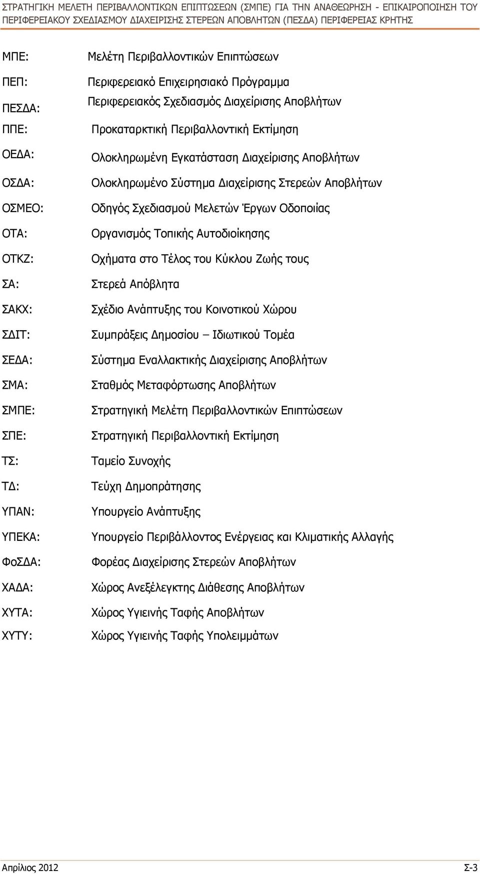 Σχεδιασµού Μελετών Έργων Οδοποιίας Οργανισµός Τοπικής Αυτοδιοίκησης Οχήµατα στο Τέλος του Κύκλου Ζωής τους Στερεά Απόβλητα Σχέδιο Ανάπτυξης του Κοινοτικού Χώρου Συµπράξεις ηµοσίου Ιδιωτικού Τοµέα