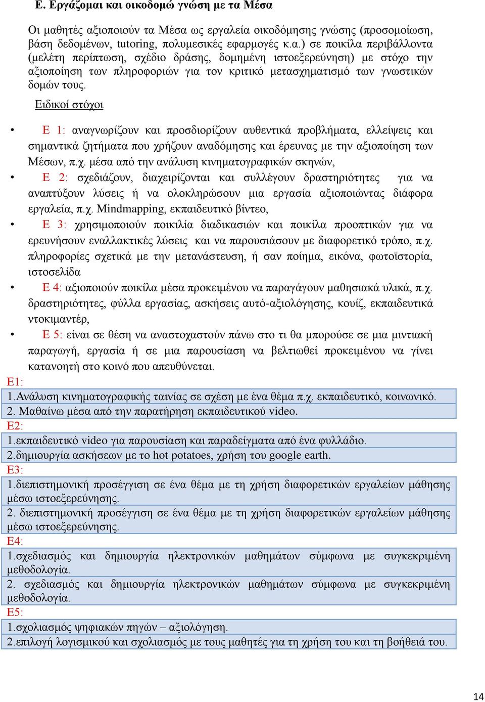 ι Ε 1: αναγνωρίζουν και προσδιορίζουν αυθεντικά προβλήματα, ελλείψεις και σημαντικά ζητήματα που χρ