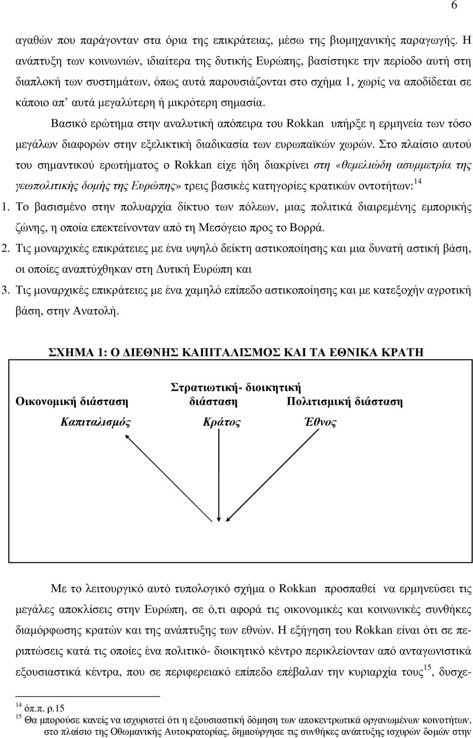 ή µικρότερη σηµασία. Βασικό ερώτηµα στην αναλυτική απόπειρα του Rokkan υπήρξε η ερµηνεία των τόσο µεγάλων διαφορών στην εξελικτική διαδικασία των ευρωπαϊκών χωρών.