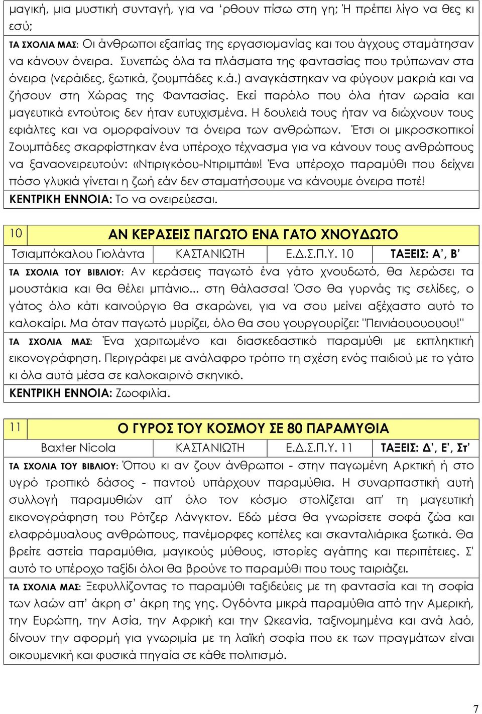 Εκεί παρόλο που όλα ήταν ωραία και μαγευτικά εντούτοις δεν ήταν ευτυχισμένα. Η δουλειά τους ήταν να διώχνουν τους εφιάλτες και να ομορφαίνουν τα όνειρα των ανθρώπων.