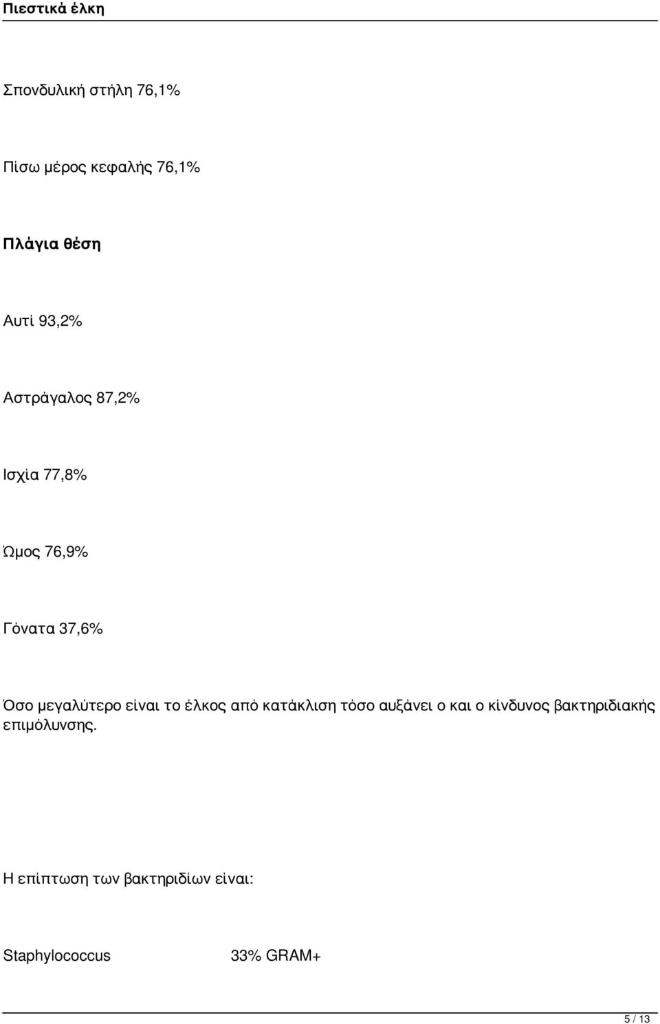 είναι το έλκος από κατάκλιση τόσο αυξάνει ο και ο κίνδυνος βακτηριδιακής