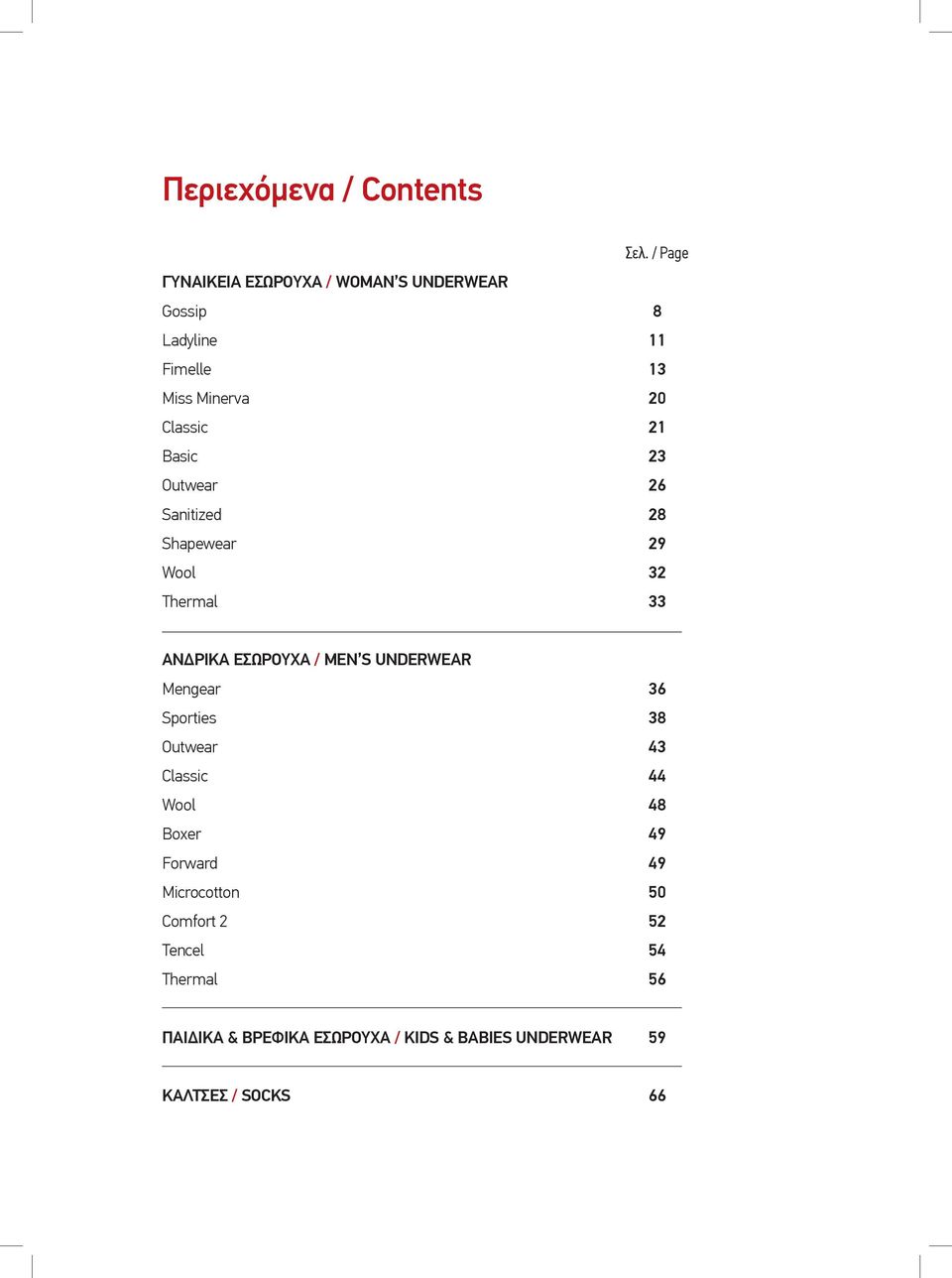 Basic 23 Outwear 26 Sanitized 28 Shapewear 29 Wool 32 Thermal 33 Ανδρικά εσώρουχα / Men s underwear Mengear